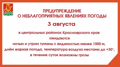 Предупреждение об опасных явлениях погоды на 3 августа 2023 года