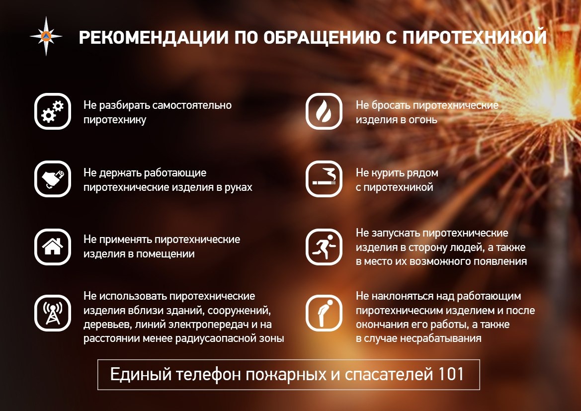 В преддверии Новогодних и Рождественских праздников просим граждан соблюдать правила пожарной безопасности при использовании пиротехники