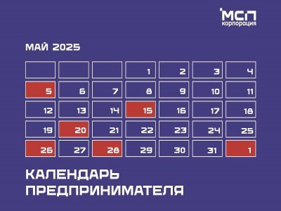 Календарь предпринимателя на май 2025 года