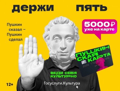 Пушкинская карта — всероссийская программа, которая охватывает культурную сферу жизни людей в возрасте от 14 до 22 лет 