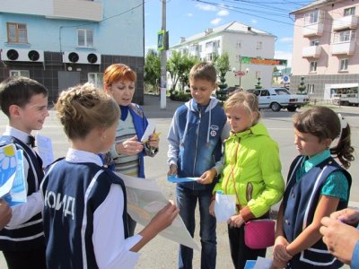 Сотрудники Госавтоинспенкции г. Боготола, школьники и общественники провели «Интерактив с ромашкой»